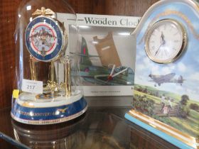 A BRADFORD EDITION RAF WINGS OF VALOUR 90TH ANNIVERSARY CLOCK , TOGETHER WITH A LIMITED EDITION