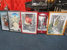 FIVE FRAMED POLLY HAMILTON SHAKESPEARE PRINTS