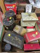 A TRAY OF ASSORTED VINTAGE COLLECTABLE TINS