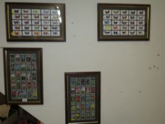 TWO PAIRS OF FRAMED CIGARETTE CARDS - BUTTERFLIES & FLOWERS