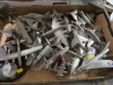 A TRAY OF CHROME STYLE METAL MODEL AIRPLANES