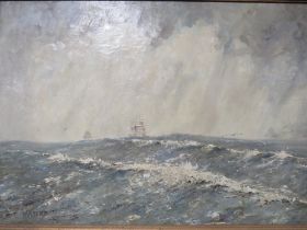 CAPT. JOHN WATERS (XX). Stormy seascape with sailing vessels in a heavy swell 'Off Coquirubo 06, a
