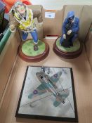 RAF FIGURE BY DANBURY MINT "SCRAMBLE" TOGETHER WITH "SAFELY HOME" AND A LIMITED EDITION STAPLES