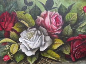 P. GOSLING - A SMALL OIL ON CANVAS DEPICTING FLORAL STILL LIFE 20 X 30 CM