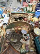 TWO TRAYS OF ASSORTED CLOCKS ETC