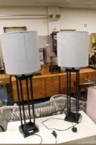 TWO MODERN BLACK TABLE LAMPS AND SHADES