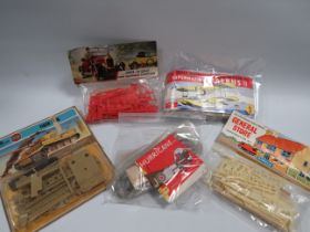 A TRAY OF FIVE AIRFIX KITS TO INCLUDE TIGER TANK, HURRICANE ETC