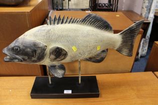 A LARGE MODEL FISH ON STAND W 64 CM