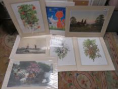A FOLIO OF ASSORTED PICTURE TO INC A BASIL BRADLEY ENGRAVING, ROB HEFFERNAN, JAMES WRIGHT, DOROTHY