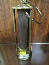 A BRASS MINERS LAMP