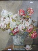 REGINALD HARRY AUSTIN (1890-1955). Still life study of roses in a vase, signed lower left,