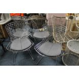 FOUR MODERN WIREWORK EFFECT CHAIRS WITH SEAT PADS