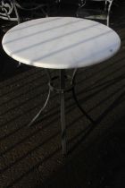 A MARBLE TOPPED GARDEN / PATIO TABLE