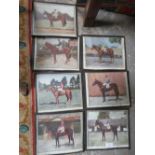 A SET OF SEVEN FRAMED AND GLAZED HORSE RACING PRINTS BY SCHWEPPES, PRODUCED BY BARON STUDIOS