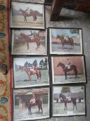 A SET OF SEVEN FRAMED AND GLAZED HORSE RACING PRINTS BY SCHWEPPES, PRODUCED BY BARON STUDIOS