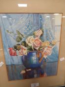 A STILL LIFE WATERCOLOUR OF FLOWERS IN A JUG, SIGNED LOWER LEFT AND DATED 1936