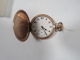 A GOLD PLATED FULL HUNTER POCKET WATCH A/F