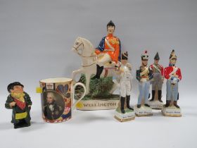 A SMALL COLLECTION OF TRADITIONAL CERAMICS TO INCLUDE A FLATBACK OF NAPOLEON