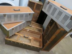 A QUANTITY OF SEVEN BIRD / PIGEON TRAINING TRAVEL CAGES