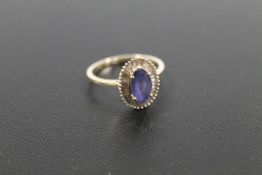 A HALLMARKED 9CT GOLD SAPPHIRE AND DIAMOND RING approx weight 2.3g