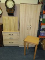 A MODERN WARDROBE, CHEST AND TWO TABLES (4)