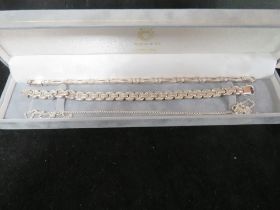 A HALLMARKED SILVER BRACELET TOGETHER WITH A 925 EXAMPLE AND A 925 CHAIN (3)