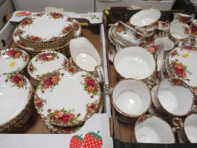 TWO TRAYS OF ROYAL ALBERT OLD COUNTRY ROSES TEA / DINNER WARE