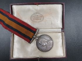 A BOXED QUEENS SOUTH AFRICA MEDAL AWARDED TO LIEUTENANT F WILLIAMS LADY GREY T.G.
