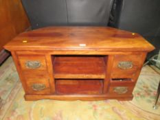 A MODERN HARDWOOD COLONIAL STYLE MEDIA CABINET