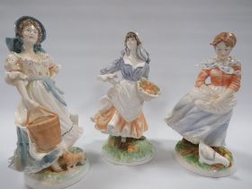 THREE ROYAL WORCESTER LIMITED EDITION OLD COUNTRY WAYS FIGURINES CONSISTING OF A FARMERS WIFE, ROSIE