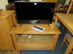 A MODERN TV CABINET WITH AN EMTRONICS 31" FLATSCREEN TV (WITH REMOTE)