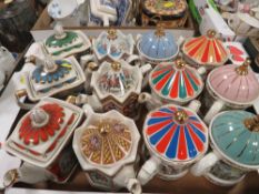 A TRAY OF ASSORTED COLLECTABLE NOVELTY SADDLER TEA POTS