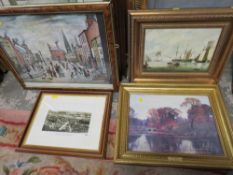 A QUANTITY OF ASSORTED PICTURES AND PRINTS TO INCLUDE A LOWRY PRINT (10)