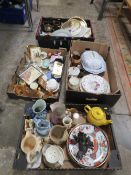 FOUR TRAYS OF ASSORTED CERAMICS ETC TO INCLUDE COLLECTABLE PLATES