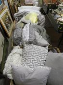 FIVE BOXES OF ASSORTED EX SHOW HOME SOFT FURNISHINGS