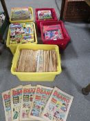 A LARGE QUANTITY OF VINTAGE COMIC BOOKS AND ANNUALS TO INCLUDE BUSTER, X-MEN, PANINI STICKER