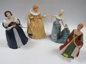 A FRANKLIN PORCELAIN FIGURINE "ARABELLA" HENRIETTA , KATHERINE A/F AND ISABELLA OF SPAIN (4)