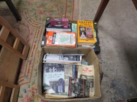 TWO TRAYS OF HISTORICAL BOOKS , NEWSPAPERS ETC