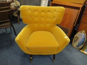 A MODERN MUSTARD UPHOLSTERED ARMCHAIR - S/D