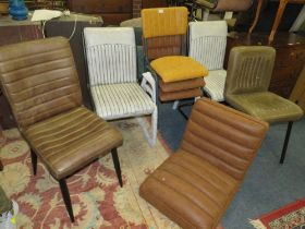 A COLLECTION OF SEVEN MODERN LEATHER CHAIRS - INC ONE CHAIR SEAT