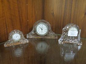 THREE WATERFORD CRYSTAL CLOCKS