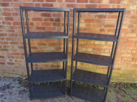 TWO PLASTIC STORAGE SHELVES (SETS)