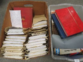 A STAMP COLLECTION TO INCLUDE AN ALBUM OF WORLD STAMPS, TWO STOCK BOOKS, ONE MAINLY BRITISH AND