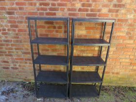 TWO PLASTIC STORAGE SHELVES (SETS)