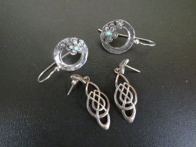 TWO PAIRS OF 925 SILVER EARRINGS