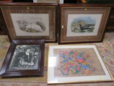 FOUR ASSORTED PRINTS TO INC AN OAK FRAMED EXAMPLE