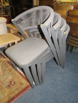 FOUR MODERN STACKING PATIO CHAIRS