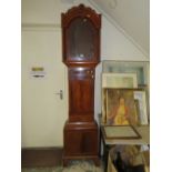 AN ANTIQUE MAHOGANY CASED LONGCASE CLOCK CASE (FOYER)