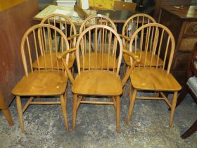 A SET OF SIX ERCOL 'BLONDE' HOOPBACK CHAIRS