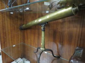 A 3" BRASS CASED NEGRETTI & ZAMBRA REFRACTING TELESCOPE ON FOLDING TRIPOD BASE